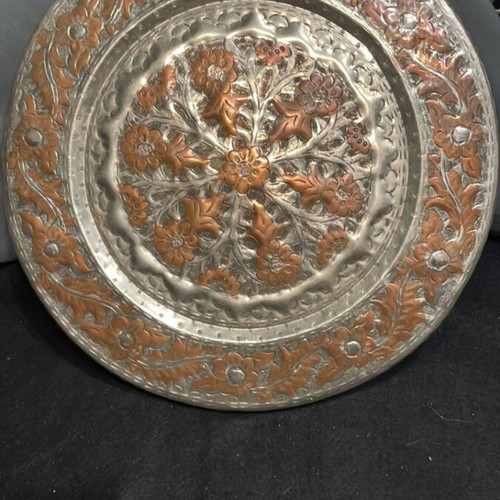 Decorative wall plate copper carved handmade like new