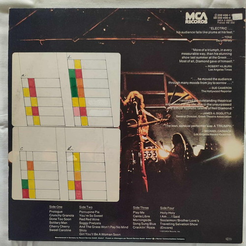 Neil Diamond Hot August Night double vinyl record used, rock