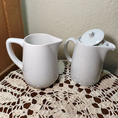 Set of 2 vintage Greek porcelain milk jugs 1970 Ionia Hellas & Keramikos Greece
