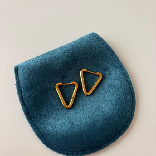 Triangle dangle earrings used, gold color
