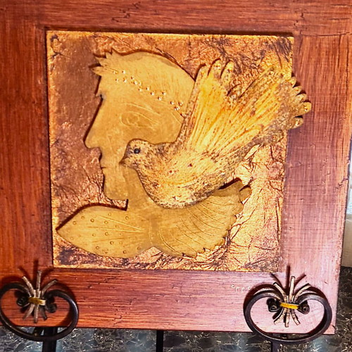 Relief artwork Errea.m 40x40 cm like new, mixed media