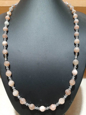 Handmade necklace with sunstone, hematite and surgical steel