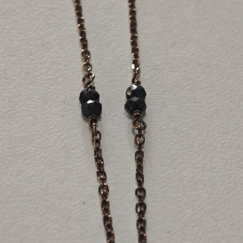 Women's Necklace Rose Gold 9 Carat Heart with Black Zircon, Like New