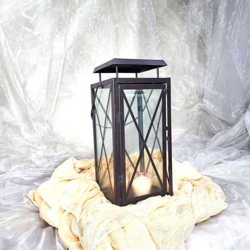 Large Vintage Black Metal Floor Lantern like new