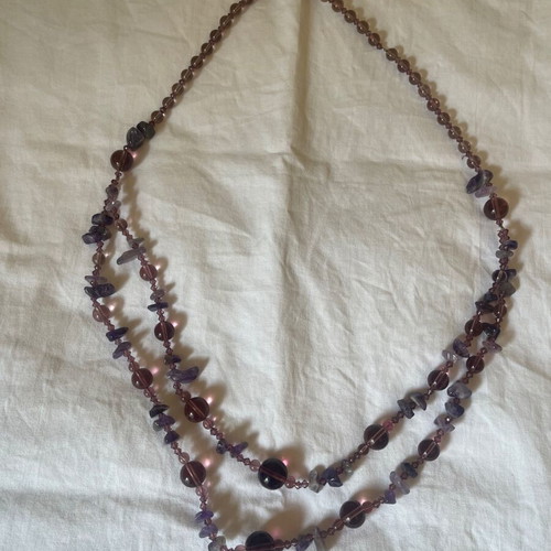Amethyst large handmade vintage necklace like new, length 44 cm