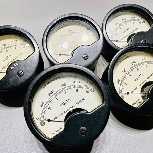 Vintage analog measuring instruments VOLT Sangamo Weston LTD used, pack of 5