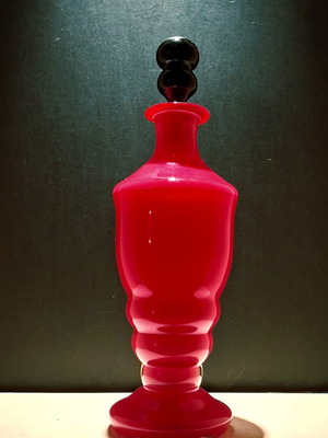 Vintage Italian Empoli Carafe 1960s Mini Genie Bottle Ruby Red