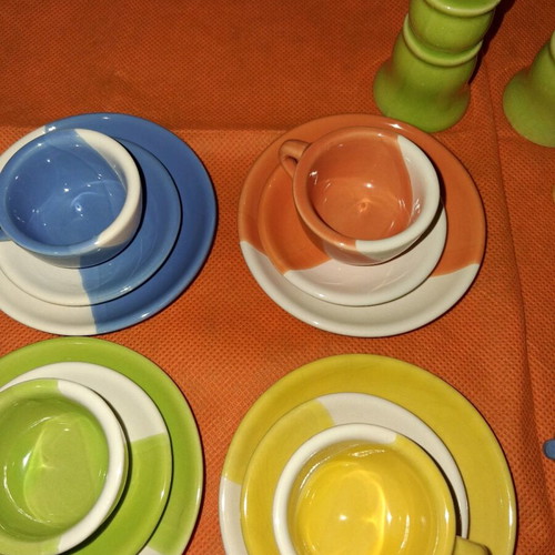 Children's porcelain miniature tea set used, 21 pieces, vintage