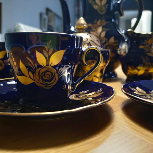 Vintage Cobalt Tea Set 22 Carat Bavaria Echt Cobalt, new