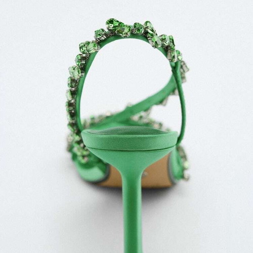 Zara sandals new with straps and beads, size 37, green