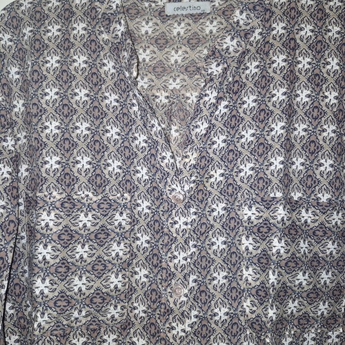 Celestino long shirt used, beige and white with buttons