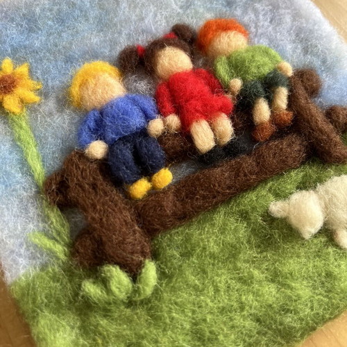 Handmade wool wall art for nursery