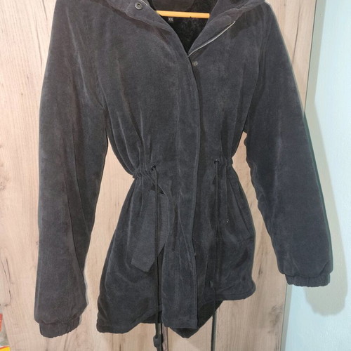 Owtwo black corduroy jacket XXL used with plush lining and hood