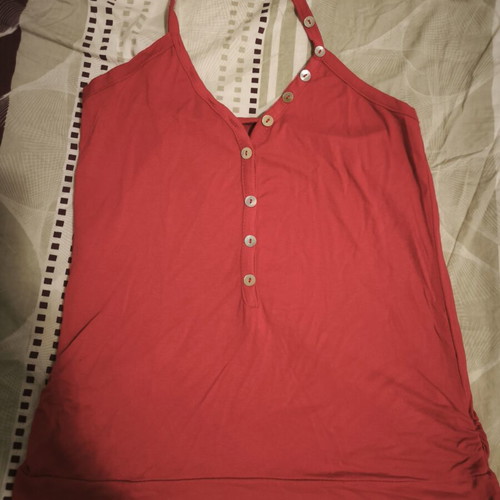 Blouse with buttons used, red, one size