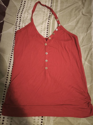 Blouse with buttons used, red, one size