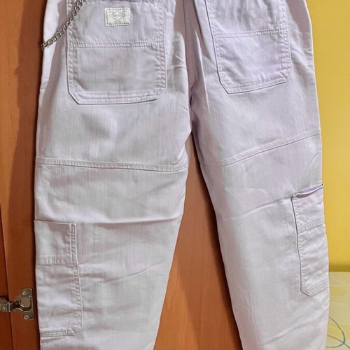 Bershka cargo high-waisted women's pants lilac like new, size M