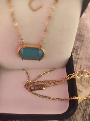 Necklace with turquoise stone new, gold color, stainless steel