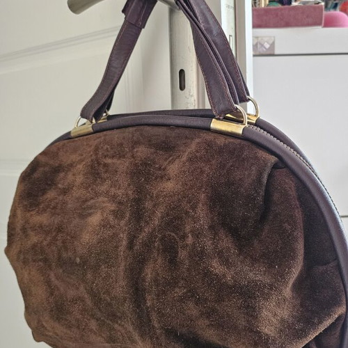 Leather-suede handbag used, brown