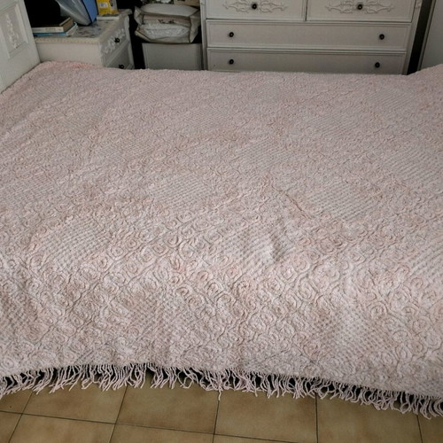 Cotton quilt blanket used, super king size, pink 2.40×2.70