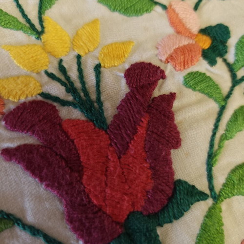 Two old handmade embroideries used, 110x33 cm each