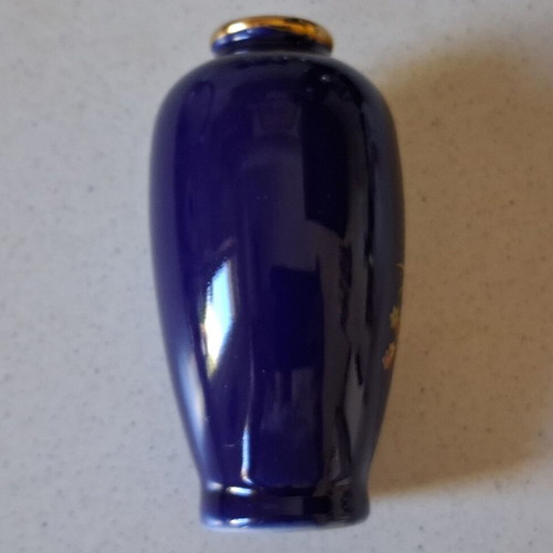 Japanese porcelain vase "Cobalt Blue" like new with gold details 10.5 cm