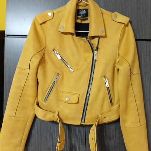 Clock House women's leather jacket like new, yellow, size L