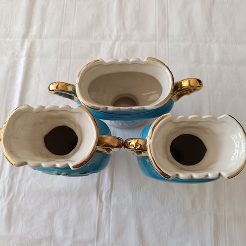 Vintage vases set of 3 from Italian ceramics in baroque style like new