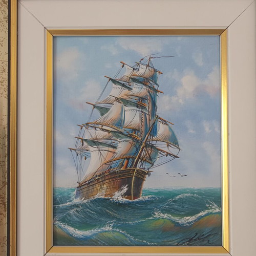 Seascape oil painting on canvas used, 43x40 cm framed
