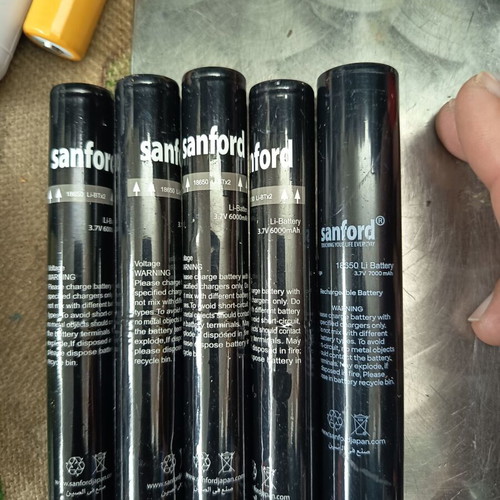 Sanford 18650 Batteries Pack of 5 Used, 3.7V 6000mAh and 7000mAh