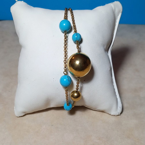 Oxette silver gold-plated bracelet with turquoise stones new