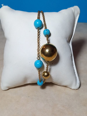 Oxette silver gold-plated bracelet with turquoise stones new
