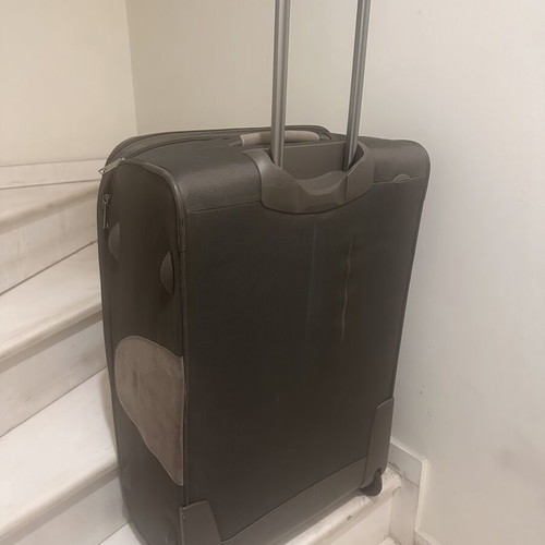 Delsey large travel suitcase like new, fabric with velour details