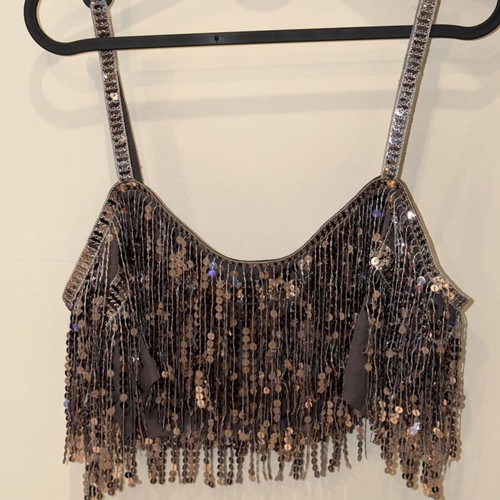 Zara top shirt, purple and silver, size M