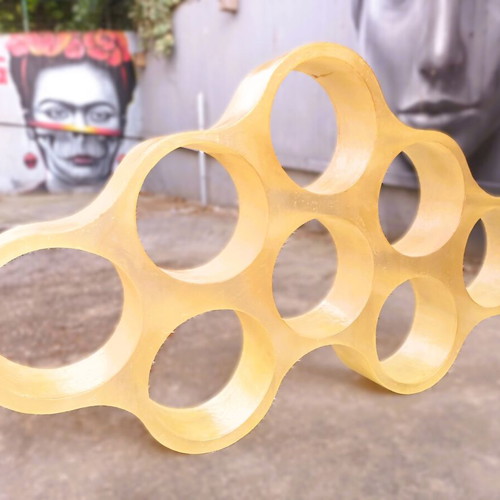 Space Age Room Divider Amber Resin Vintage 1970s Like New