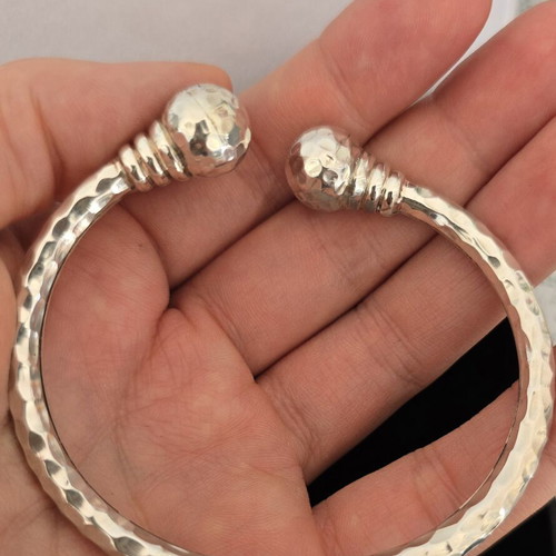 Handmade hammered silver 925 bracelet, Love silver