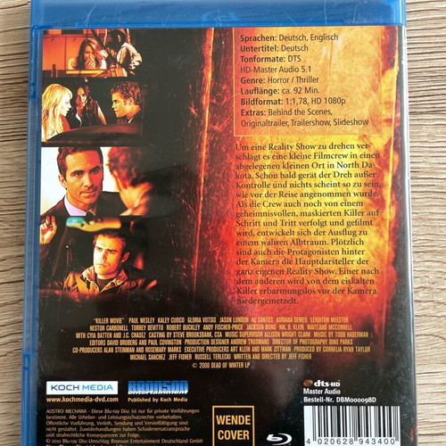 Killer Movie Blu-Ray like new, horror, German subtitles