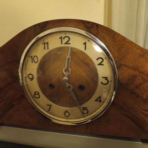 Antique German Art Deco mantel clock used with carved decoration