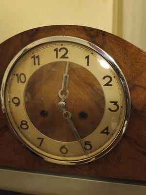 Antique German Art Deco mantel clock used with carved decoration