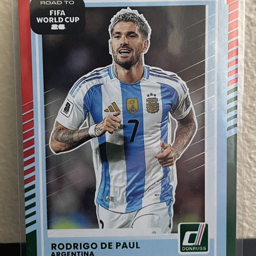 2025-26 Panini Donruss Road to World Cup Parallel Red and Green Rodrigo De Paul card like new