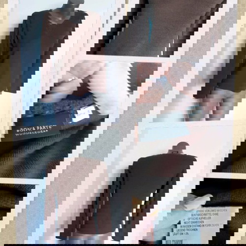 Πουλόβερ από μαλλί Bon'a Parte σαν καινούργιο, σοκολατί με χειροποίητες διακοσμήσεις