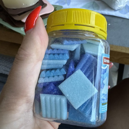 Glass Mosaic Pieces like new, blue and white for DIY crafts