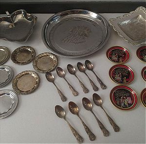 Διάφορα Vintage Ειδη Σερβιρίσματος - Φοντανιέρες, Δισκος, Επαργυρα Κουτάλια Γλυκού, Σουβέρ