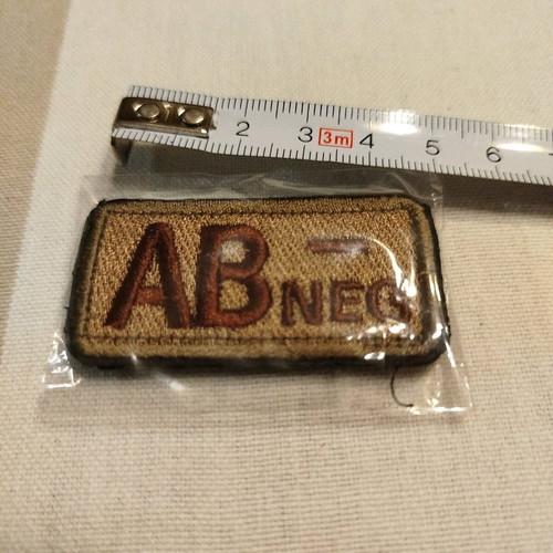 Embroidered blood type AB- patch new with velcro