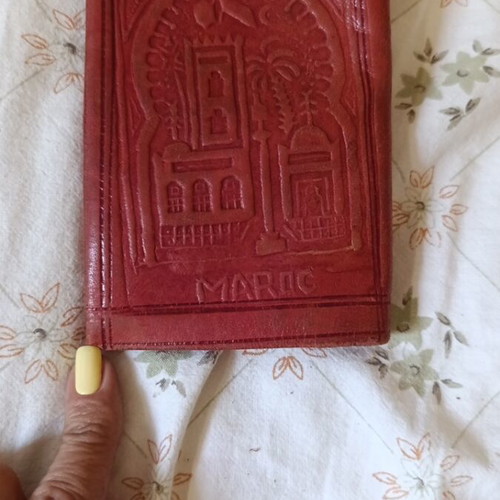 Vintage handmade leather wallet from Morocco like new, red