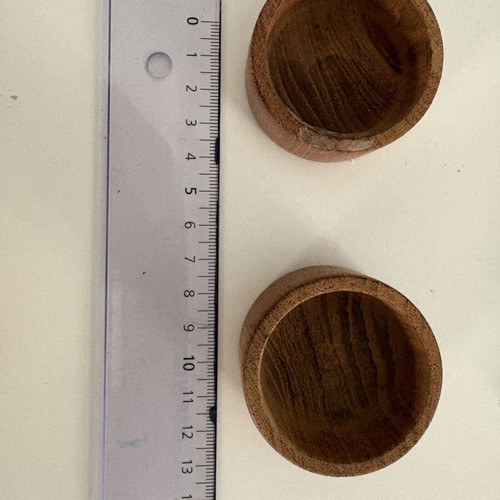 Wooden tealight holders used, set of 2