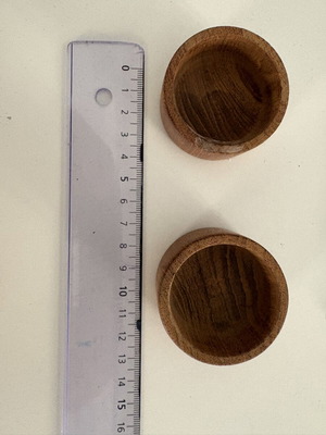 Wooden tealight holders used, set of 2