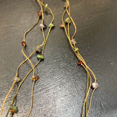 Boho handmade necklace adjustable, like new, brown and green