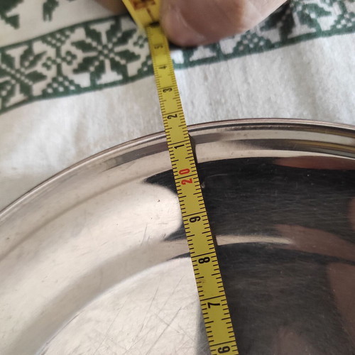 Inox round serving platter used 21.5 cm