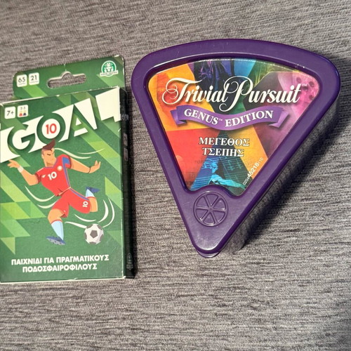 Trivial Pursuit Genus Bite Edition and Goal card games used