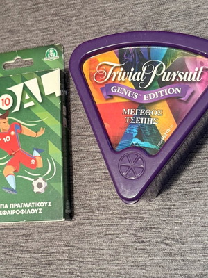 Trivial Pursuit Genus Bite Edition and Goal card games used